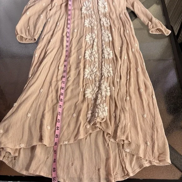 Free People Dress Womens XS Boho Cottage Midi Sheer Festival Romantic Whimsical - Picture 6 of 7